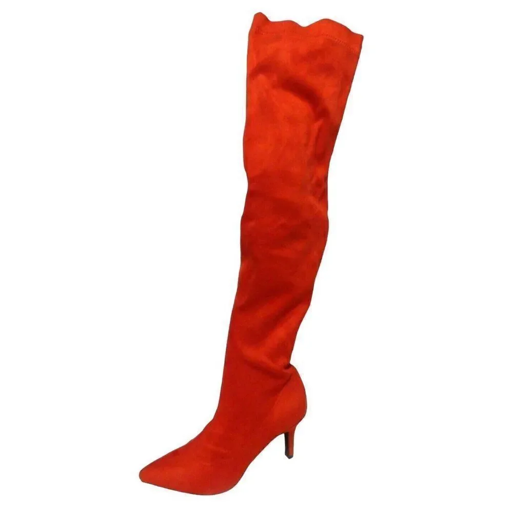 129.00 INC International Concepts Briella Sock Over-The-Knee Boot, Red L…